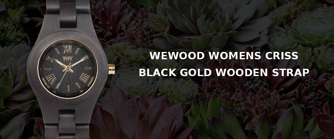 WEWOOD WOMENS CRISS BLACK GOLD WOODEN STRAP