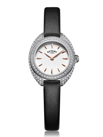 ROTARY WOMANS PETITE STONE SET MESH SILVER
