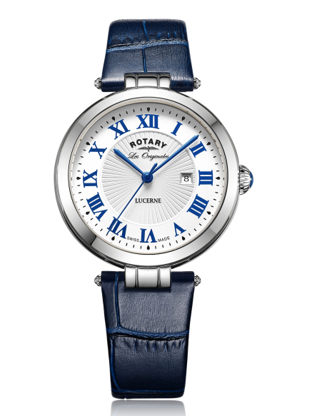 ROTARY WOMENS LUCERNE BLUE LEATHER STRAP WHITE 