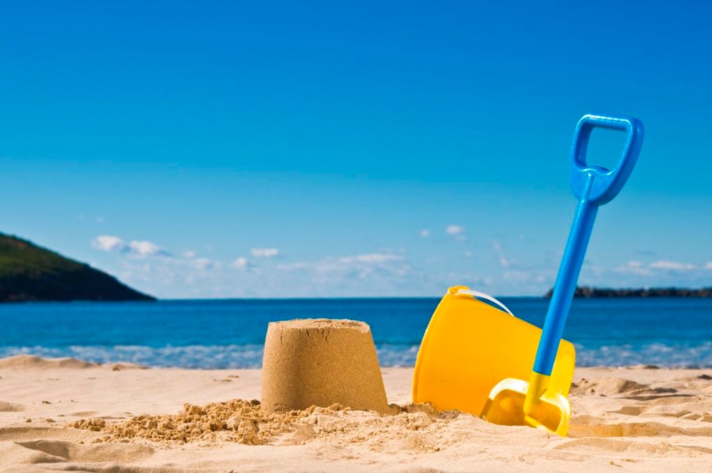 Spade and bucket at the beach