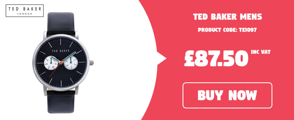 TED BAKER MENS MULTI DIAL WATCH BLACK LEATHER