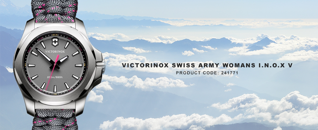 VICTORINOX SWISS ARMY WOMANS I.N.O.X V GREY PARACORD