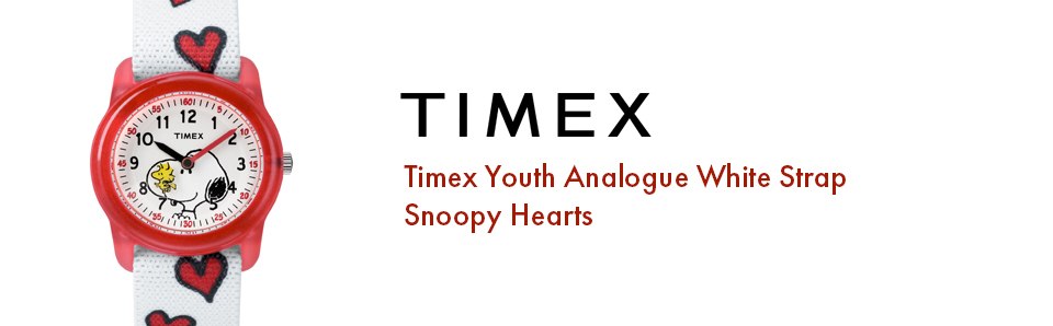 halloween Timex Youth Analogue White Strap Snoopy Hearts