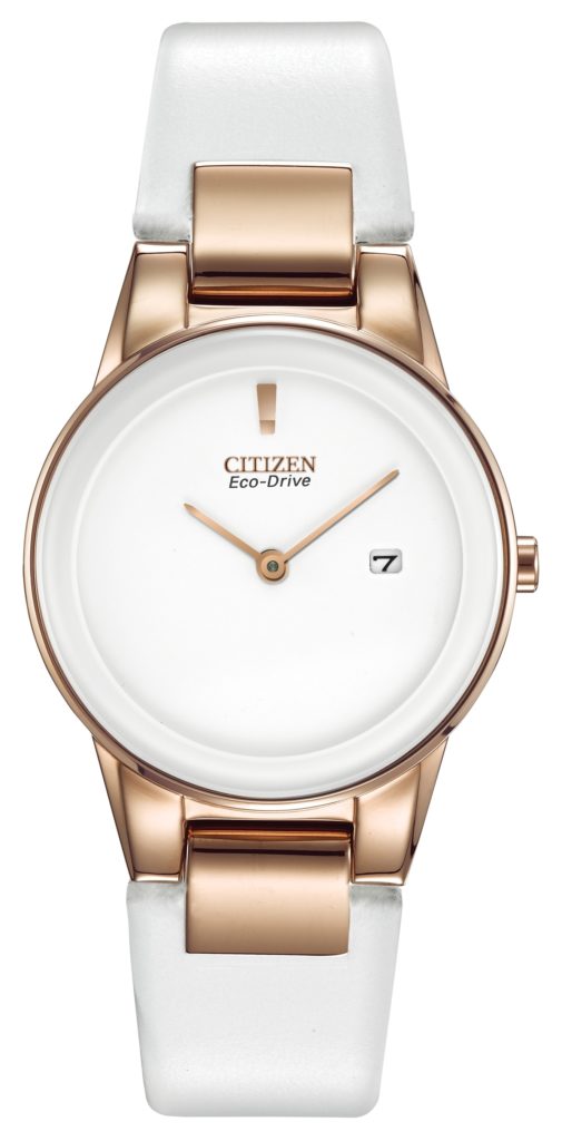 Citizen Womens' Axiom Gold-Plate White Ceramic Leather Strap Watch