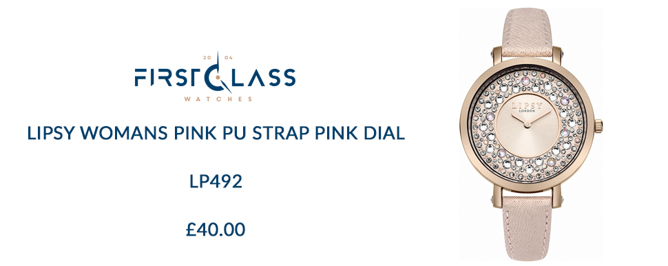Lipsy Womans Pink PU Strap Pink Dial