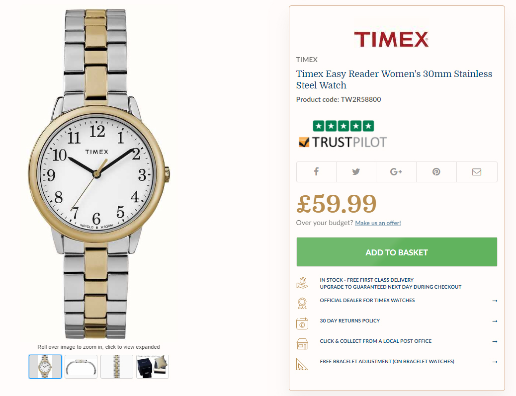 Timex Easy Reader Women's 30mm Stainless Steel Watch