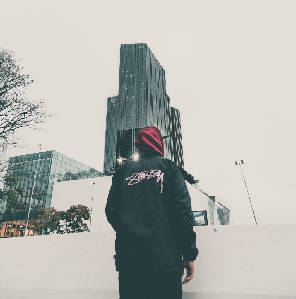 adult-back-view-buildings-561656