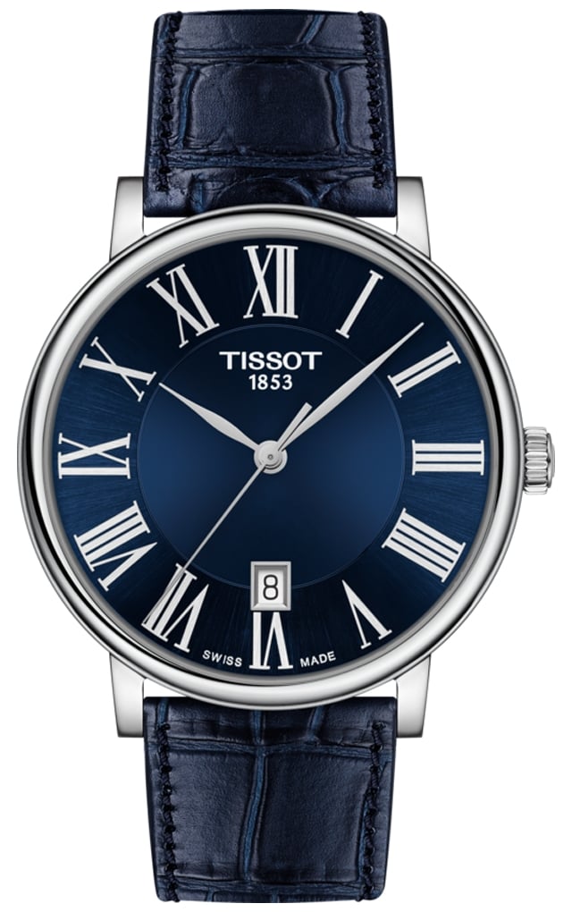 tissot blue leather