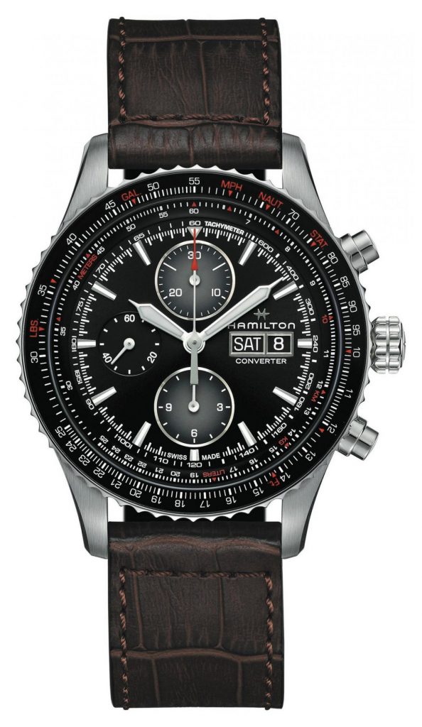 chronograph with brown strap