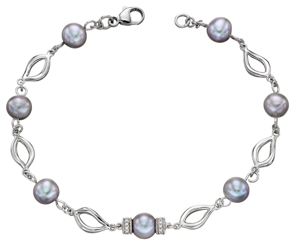 grey pearl and diamond bracelet