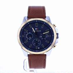 Tommy Hilfiger Decker | Brown Leather Strap | Blue Dial 1791561 - First  Class Watches™