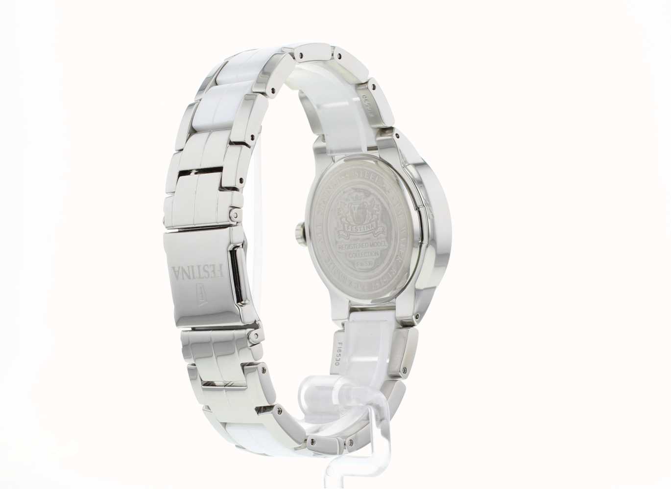 Festina Womens' White Ceramic & Stainless Steel Multi-Dial Watch F16530 ...
