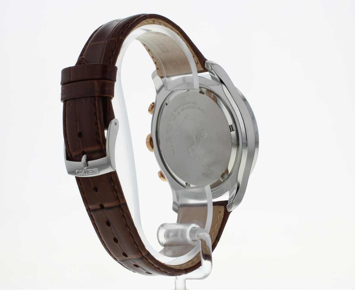 Seiko Mens Stainless Steel White Dial Brown Leather Watch SPC129P1 ...