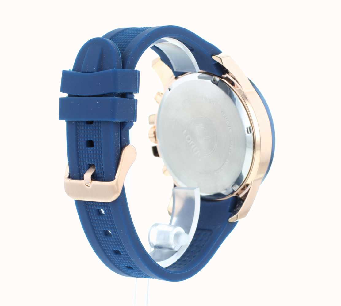 Lorus Mens Blue Silicone Strap Rose Gold RT392EX9 First Class Watches™