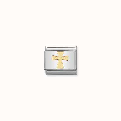Nomination COMPOSABLE Classic RELIGIOUS In Stainless Steel And 18k Gold Cross 030105/01