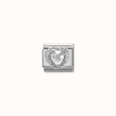 Nomination Comp. CL HEART FACETED CZ In Stainless Steel E 925 Silver Twisted Setting White 330603/010