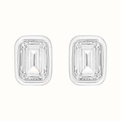 Perfection Crystals Single Stone Rubover Emerald Stud Earrings (1.00ct) E4045-SK