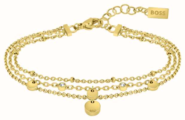 BOSS Jewellery Women's Gold-Tone Stainless Steel Layered Bracelet 1580335