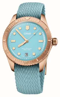 ORIS Divers Sixty-Five Cotton Candy Bronze Automatic (38mm) Blue Dial / Recycled Textile Strap 01 733 7771 3155-07 3 19 02BRS