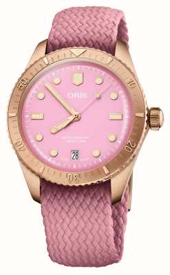 ORIS Divers Sixty-Five Cotton Candy Bronze Automatic (38mm) Pink Dial / Recycled Textile Strap 01 733 7771 3158-07 3 19 04BRS