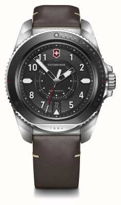 Victorinox Journey 1884 (43mm) Black Dial / Black Silicone & Brown Leather Set 241976.1