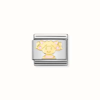 Nomination Composable Classic SYMBOLS steel, enamel and 18k gold Pink Girl 030272/66