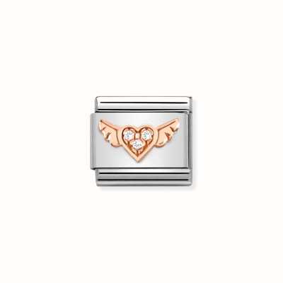 Nomination Composable Classic Symbols Stainless Steel Rose Gold Crystal Set Winged Heart 430305/34