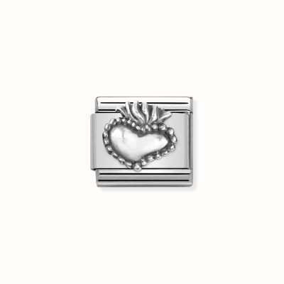 Nomination Composable Classic OXIDIZED SYMBOLS Stainless Steel and 925 Sterling Silver Sacred Heart 330101/51
