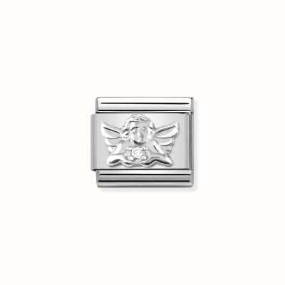 Nomination Composable Classic Symbols Stainless Steel Sterling Silver Angel with Cubic Zirconia 330311/15