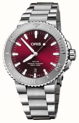 ORIS Aquis Date Relief Cherry Edition Automatic (43.5mm) Cherry Red Dial / Stainless Steel Bracelet 01 733 7730 4158-07 8 24 05PEB