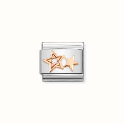 Nomination COMPOSABLE LINK Stainless Steel Rose Gold Stars Cubic Zirconia 430305/35
