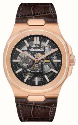 Ingersoll THE CATALINA Automatic (42mm) Black Skeleton Dial / Brown Leather Strap I12505