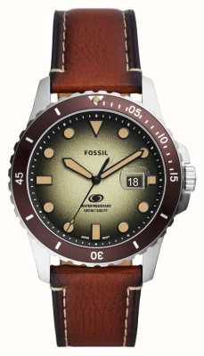 Fossil Men's Blue | Green Dial | Brown Eco Leather Strap FS5961