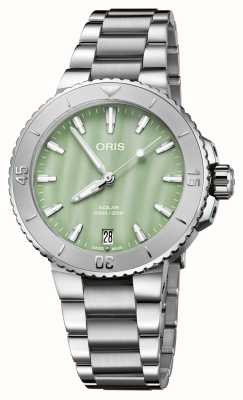 ORIS Aquis Date Automatic (36.5mm) Seafoam Green Mother-of-Pearl Dial / Stainless Steel Bracelet 01 733 7770 4157-07 8 18 05P