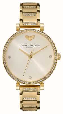 Olivia Burton Women's Belgrave | Nude Dial | Crystal Set | Gold Stainless Steel Bracelet 24000002