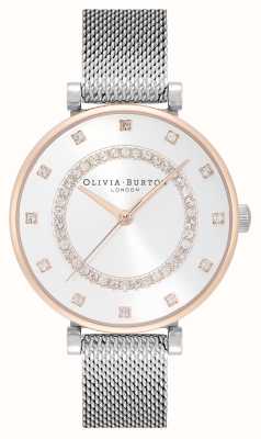 Olivia Burton Belgrave | Silver Dial | Crystal Set | Steel Mesh Bracelet 24000004