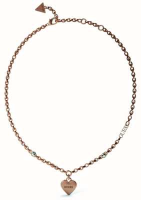 Guess Ladies Rose Gold Plated Falling In Love Necklace UBN02230RG