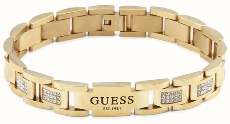 Guess Men's Crystal Set Gold-Tone Stainless Steel Bracelet UMB01342YG