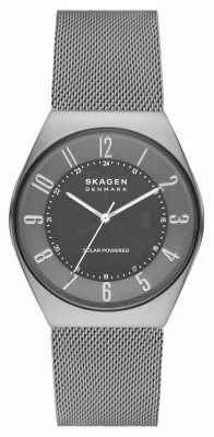 Skagen Men's Grenen Solar Grey Dial Steel Mesh Bracelet SKW6836