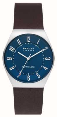 Skagen Men's Grenen Solar | Blue Dial | Brown Leather Strap SKW6838