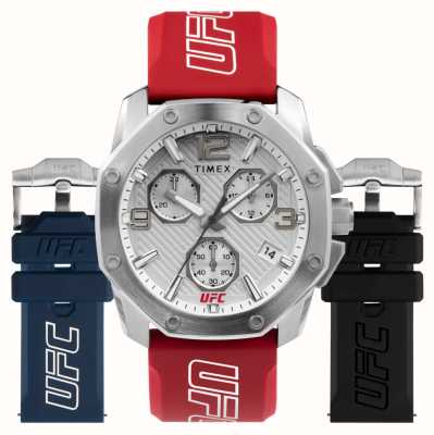 Timex x UFC Icon Chronograph Gift Set Silver Dial / Red Silicone TWG047400