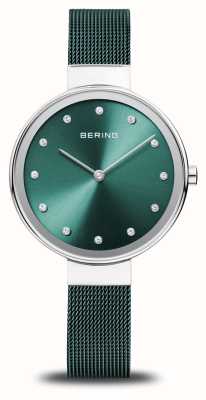 Bering Classic | Green Dial | Green Steel Mesh Bracelet 12034-808