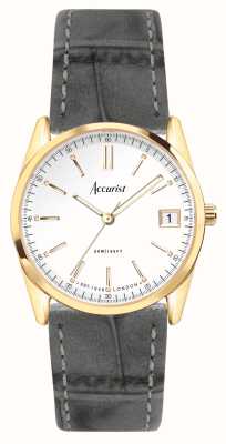 Accurist Everyday Womens | White Dial | Grey Leather Strap 74000