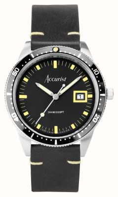 Accurist Dive Mens | Black Dial | Black Leather Strap 72001