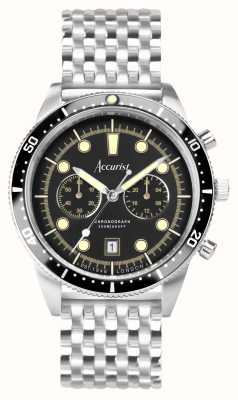 Accurist Dive Mens | Chronograph | Black Dial | Stainless Steel Bracelet 72005