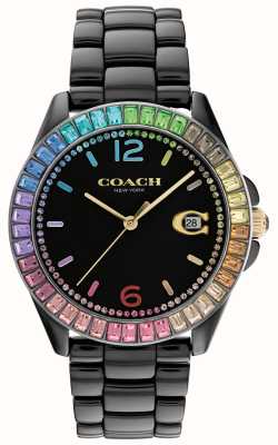 Coach Greyson Black Ceramic Rainbow Bezel Watch 14504018