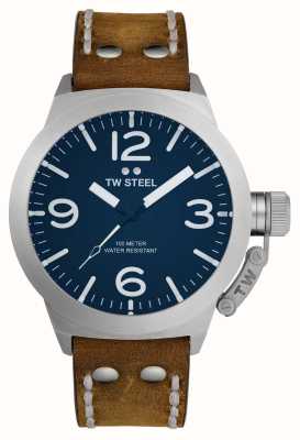 TW Steel Canteen (45mm) Blue Dial / Brown Italian Leather Strap CS102