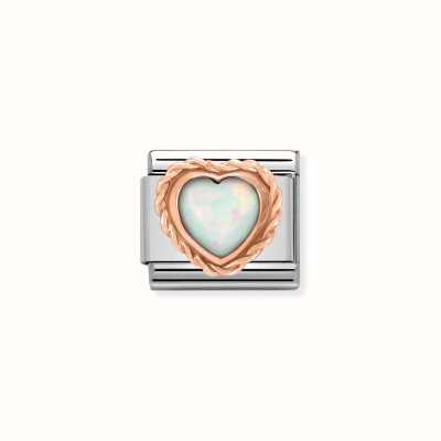 Nomination CLASSIC COMPOSABLE Stainless Steel Rose Gold White Opal Heart 430509/22