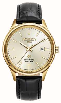 Roamer Optimus | Automatic | Champagne Dial | Black Leather Strap 983983 48 35 05