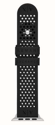 Armani Exchange Apple Watch Strap (42/44/45mm) Black Silicone AXS8010